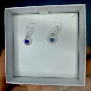 Lapis quartz center stone on .825 sterling plated earrings